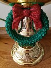 Bath   Body Works Gold Wreath   Bell 3-wick Pedestal Candle Holder  New-in-box 