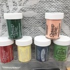 Lot Of 26 Scrapbooking Wood Mounted Rubber Stamps  4 Pads  6 Embossing Powder