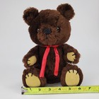 Vintage 1981 R Dakin Brown Jointed Teddy Bear Plush Red Ribbon 10 Inch Toy