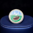 Vintage Football Goal Post Silver Tone Round Metal Lapel Pin Badge