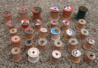      Lot Of 29 Empty Wood Sewing Spools Vintage J   P Coats   Clark  Various Sizes