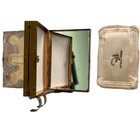 Vintage 1940s Zell Fifth Ave Compact Carryall Purse Mirror Coins Lipstick Puff 