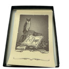 Antioch Bookplate Company Ex Libris Owl   Books Gummed Labels Made In Usa