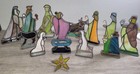 Vintage Stained Glass Hand Forged Christmas Nativity Scene Set Of 14 Pieces  