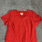     Ksl Karin Stevens Women   s 20wp Red 2 Piece Skirt Blouse Set Embellished