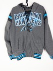 Vtg Nfl Reversible Hooded Jacket Mens M Gray Black Nfl Spell Out