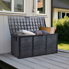 75 Gallon Outdoor Patio Storage Deck Box Garden Bench Weatherproof Resin Black