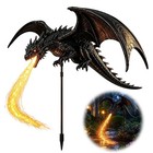 Solar Dragon Fire Garden Light Resin Dragon Outdoor Yard Lawn Halloween Decor