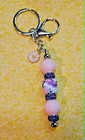 Silver Pink Purple Floral Flower Bling Keyring Keychain With Flower Charm