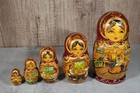 Vintage Hand Painted Matryoshka Dolls Russian Nesting Dolls Set Of 5