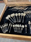 Vintage  68  Piece Thailand Bronze W wood Handle Dinnerware Flatware Dinner