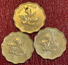 Lot Of 3 High Grade  Au 1994 1995 1998 Hong Kong 20 Cents Coin-jun454