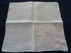 Vintage Madeira Pink Wedding Hanky Monogram G Flowers Bows Embroidery Bridal