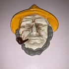 Vintage Cast Iron Old Fisherman Trivet Dish Ashtray Hand Painted