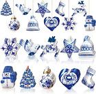 40 Pieces Christmas Chinoiserie Ornaments Blue And White Porcelain Christmas Wo