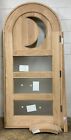 Solid Oak Door Arched W  Moon Clear Glass    Bottom Panels Architectural Glass