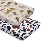2 Pcs Crib Sheet Set 52 X 28 X 8 Inches Newborn Bedding Nursery Western Cowboy
