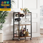 Bar Cart  Home Bar Serving Cart With 3-tier Shelf  Drink Cart With Wine Rack  Gl