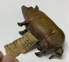 Antique Rare Pig Figurine Tape Measure Solid Brass Wind-up Tail Sewing Read