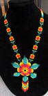 Vintage Huichol Indian Beaded Flower Folk Art Boho Necklace  jn-41 