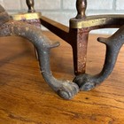 Vintage Pair Mid Century Brass   Cast Iron Fireplace Andirons