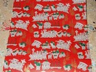 Vtg Christmas Wrapping Paper Gift Wrap 2 Yards 1950 Santa Train Gold Trees 