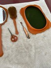 Vintage Art Deco Celluloid  Vanity Beauty Set With  Tray  Mirror