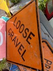 Vintage  loose Gravel  Highway Road street Sign - 30 X 30     Orange