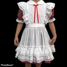 Vintage Golden Age Plaid Full Circle Pinafore Party Dress Ruffles Lace Holiday 