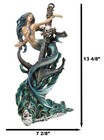 Siren Mermaid Holding Ship Anchor With Skulls On Ocean Waves Home Decor Figurine