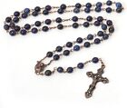 8mm Vintage Design Rosary Natural Stone Beads Necklace Holy Soil Medal