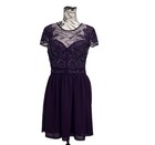 Francesca   s Purple Beaded Lace Midi Dress Large Sheer Mesh Cocktail Party Dress