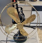 Antique Ge 12  Oscillating Brass 4 Blade Fan  -  restored    Circa Early 1900 s 