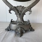 Antique Victorian Revival Swan Lake Vanity Mirror Ornate Metal Frame Footed Base