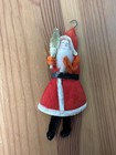 Vintage Christmas Clay Face Santa Pressed Cotton Ornament Made In Japan