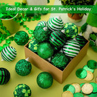 15pcs St  Patricks Day Ornaments  2 Inch Green Shamrock Sequin Hanging Ball Good