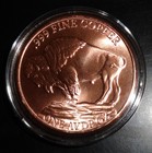 1 Oz  Solid  999 Fine Copper Round - Buffalo Nickel Design - Secured In Capsule