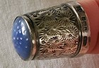 Henry Griffin   Sons Thimble Sterling Silver Blue Stone Top 1924 Birmingham Sz18