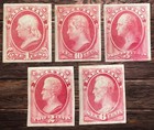 U s  1873 Executive Department Plate Proofs On Card Complete Set Of 5 Unused