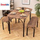 3-piece Dining Table Set For 4 With Metal Frame