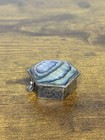Vintage Alpaca Mexico Silver Tone Abalone Shell Hinged Trinket Pill Box