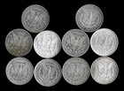 Ten  10  Morgan Silver Dollars  1878-1901  90  Silver Lot C33-1
