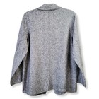 Women Gray Linen Boyfriend Blazer Jacket M Natural Neutral Coastal Career New