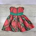 Baby Girl Dress Sz 18 Mo Party Christmas Red Green Plaid Short Sleeve Whimsical