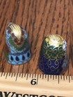 Thimbles 2 Brass Cloisonne Bird And Owl