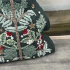 Pottery Barn Embroidered Nostalgic Tree Shaped Throw Pillow Green Christmas Nwt