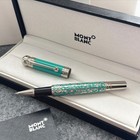 New Mont blanc Luxury Turquoise Sliver Rollerball Pen Floral Executive Vip Gift