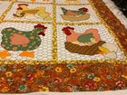 Multicolor Patchwork Quilt Bedspread  Chicken   Rooster Farm Life  Quilted