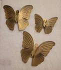 Vintage Brass Butterfly Metal Wall Art Set Of 3 Mcm  Torched Brass Boho Decor