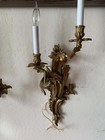 Pair Of Antique French Rococo Louis Xv Gilt Bronze  Wall Sconces 2-light 25    
